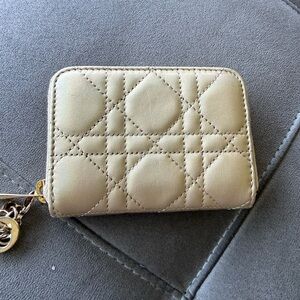 NWT, Small Lady Dior Voyageur Coin Purse in iridescent gold
